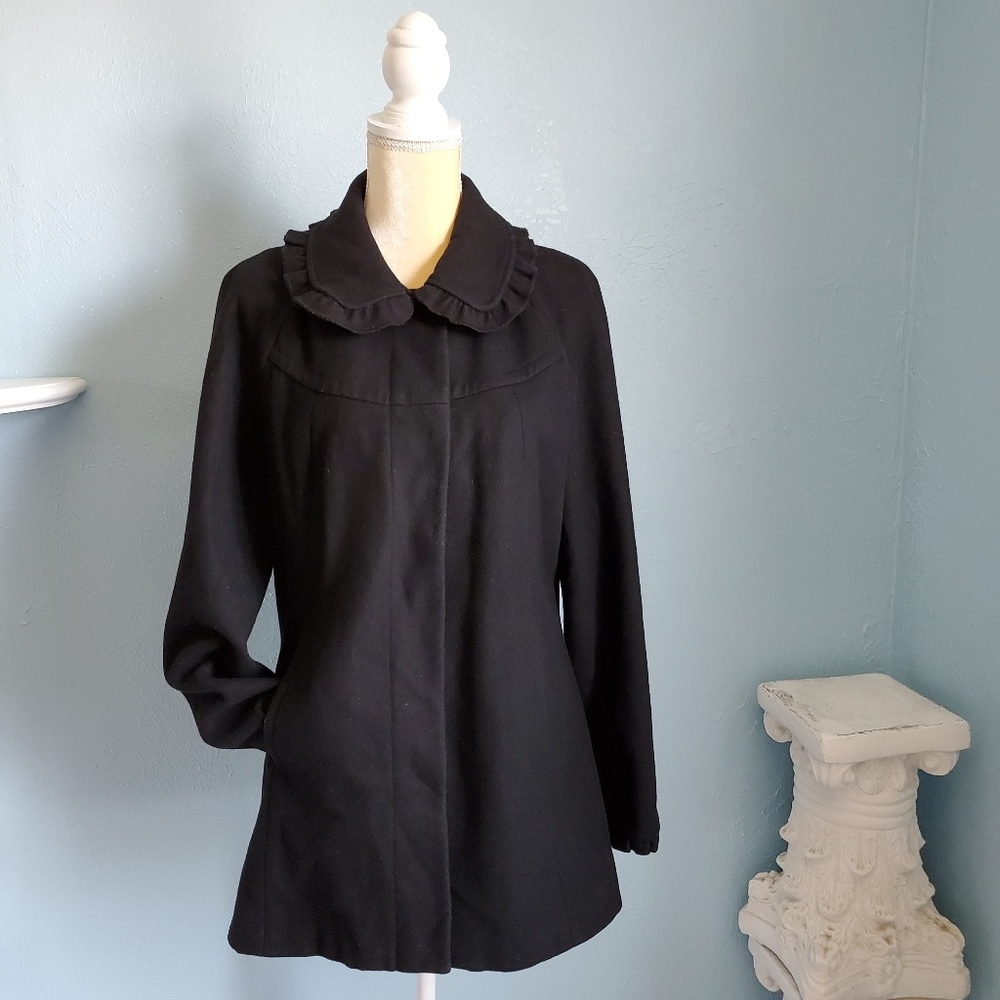 Betsey Johnson wool blend ruffle coat/jacket D54